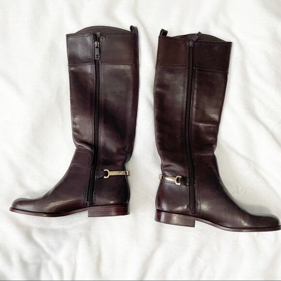 Tory Burch dark brown Jess riding boot equestrian gold hardware size 5 leather - Picture 4 of 10